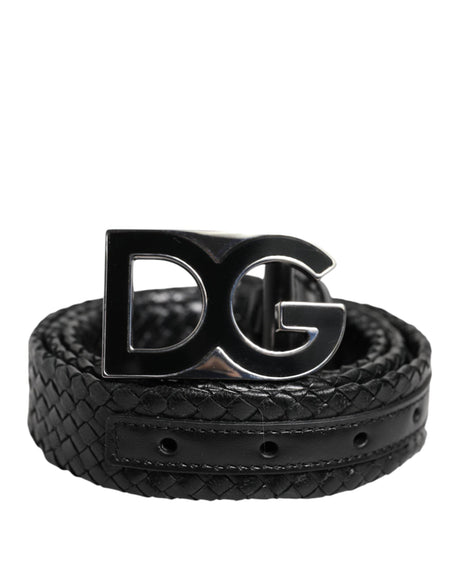 Dolce & Gabbana Black Classic Leather DG Logo Buckle Belt - Hilstor
