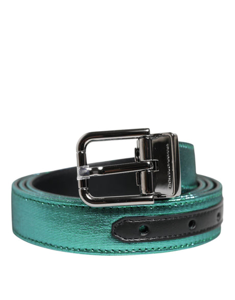 Dolce & Gabbana Green Black Polyester Metal Buckle Belt - Hilstor
