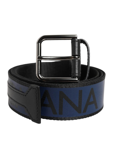 Dolce & Gabbana Blue Black Polyester Metal Buckle Belt - Hilstor
