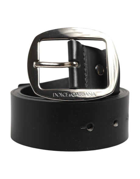 Dolce & Gabbana Black Leather Classic Metal Buckle Belt - Hilstor