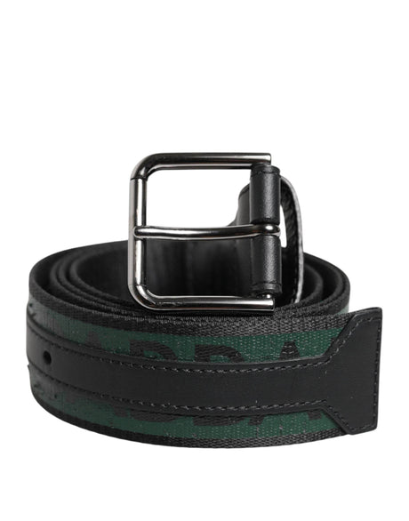 Dolce & Gabbana Green Black Polyester DG Logo Buckle Belt - Hilstor