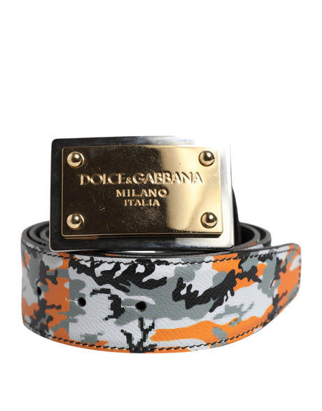 Dolce & Gabbana Multicolor Camouflage Metal Logo Buckle Belt - Hilstor
