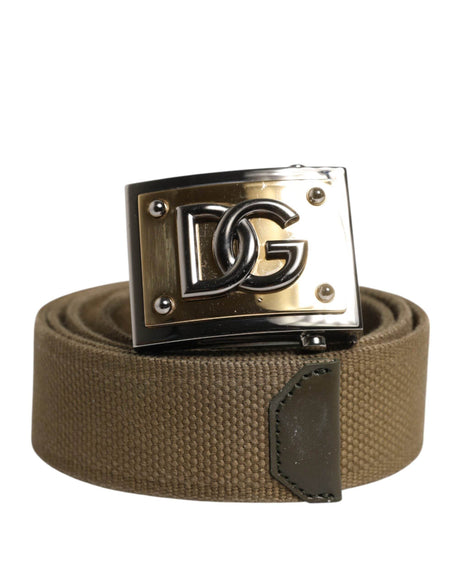 Dolce & Gabbana Military Green Nylon Logo Metal Buckle Belt - Hilstor