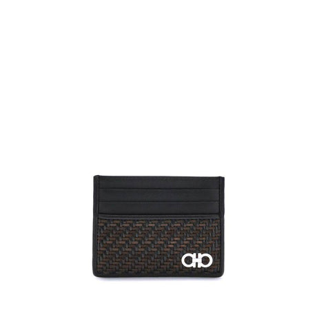Ferragamo Woven Gancini Card Holder - Hilstor