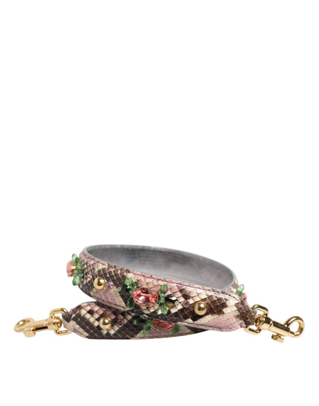 Dolce & Gabbana Multicolor Python Embellished Crystal Stud Shoulder Strap - Hilstor