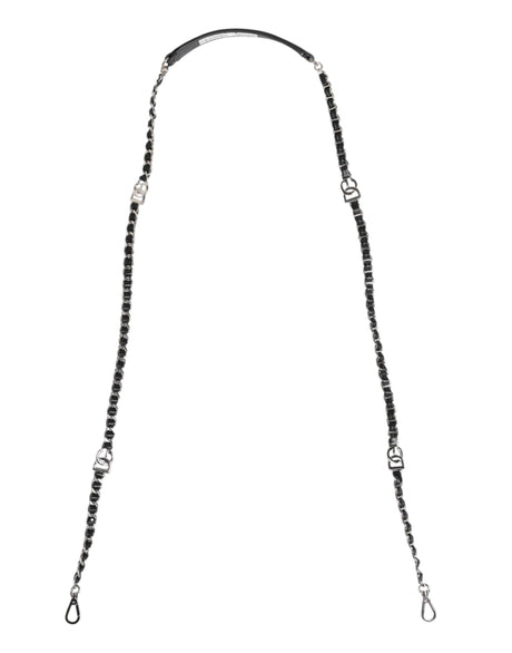 Dolce & Gabbana Black Leather DG Logo Chain Bag Shoulder Strap - Hilstor