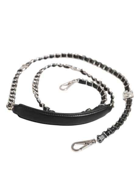 Dolce & Gabbana Black Leather DG Logo Chain Bag Shoulder Strap - Hilstor