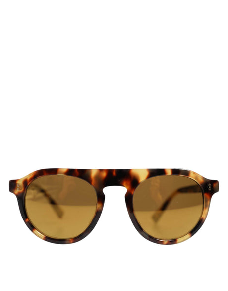 Dolce & Gabbana Brown Acetate Round Leopard Print Eyewear Sunglasses - Hilstor
