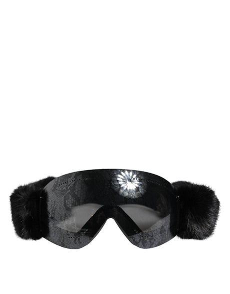 Dolce & Gabbana Black Bi0759 Lace Mirrored Ski Goggles Mask Sunglasses - Hilstor