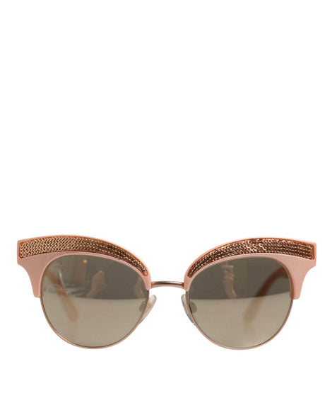 Dolce & Gabbana Pink Gold Mirrored Cat Eye DG6109 Sequined Sunglasses - Hilstor