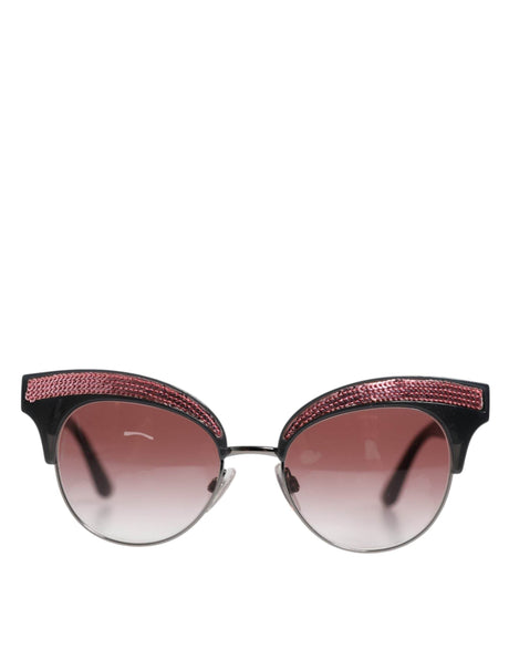 Dolce & Gabbana Black Pink Mirrored Cat Eye DG6109 Sequined Sunglasses - Hilstor