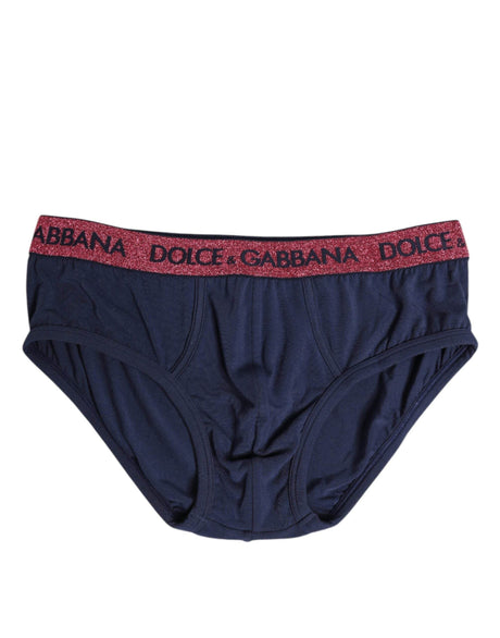 Dolce & Gabbana Blue Red Logo Stretch Regular Brief Underwear - Hilstor