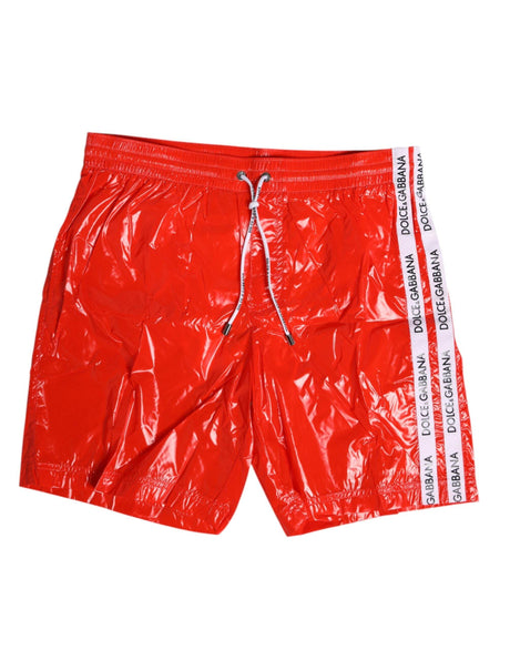 Dolce & Gabbana Red Nylon Drawstring Beachwear Shorts Swimwear - Hilstor