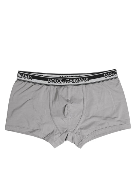 Dolce & Gabbana Gray Cotton Stretch Regular Boxer Underwear - Hilstor