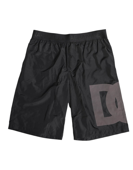 Dolce & Gabbana Black Logo Print Beachwear Men Shorts Swimwear - Hilstor