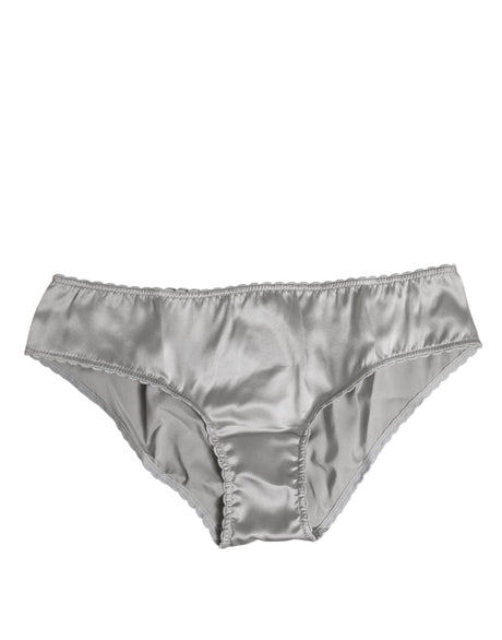 Dolce & Gabbana Gray Silk Stretch Bottom Low Waist Panty Underwear - Hilstor