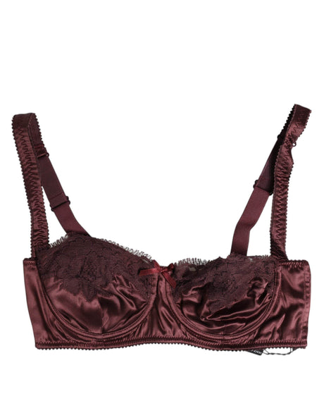 Dolce & Gabbana Burgundy Silk Underwired Balconette Bra Underwear - Hilstor