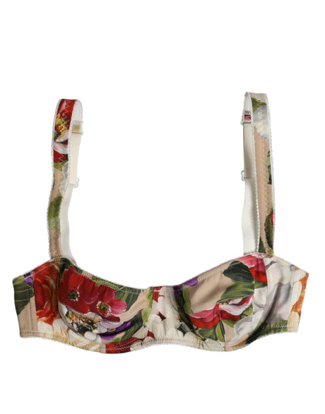 Dolce & Gabbana Beige Floral Balconcino Underwired Bra Underwear - Hilstor