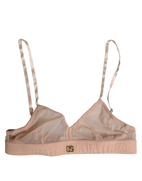 Dolce & Gabbana Powder Pink Nylon DG Logo Non Wire Bra Underwear - Hilstor