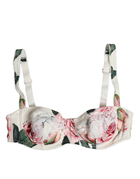 Dolce & Gabbana White Floral Balconette Underwired Bra Underwear - Hilstor