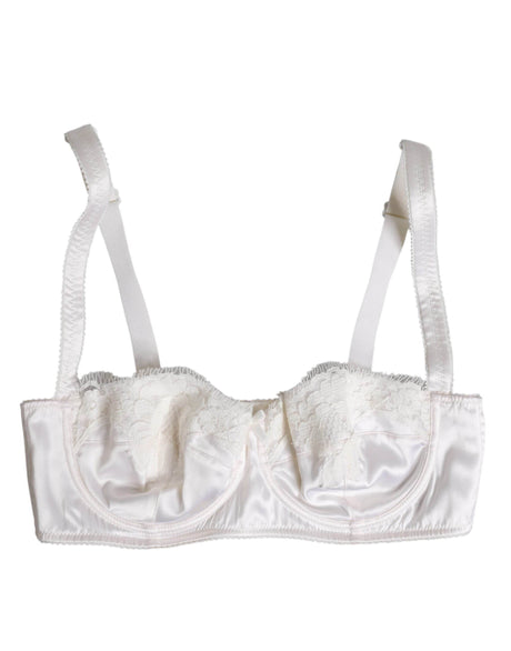 Dolce & Gabbana White Silk Underwired Balconette Bra Underwear - Hilstor
