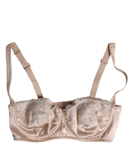 Dolce & Gabbana Biege Silk Underwired Balconette Bra Underwear - Hilstor
