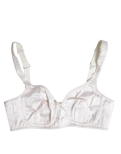 Dolce & Gabbana White Silk Balconette Non Wire Bra Underwear - Hilstor