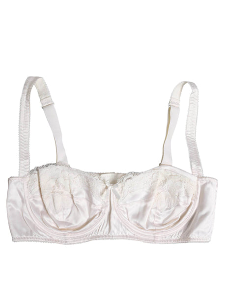 Dolce & Gabbana White Silk Underwired Balconette Bra Underwear - Hilstor