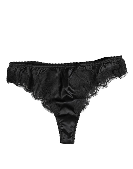 Dolce & Gabbana Black Silk Lace Stretch Bikini Panty Underwear - Hilstor