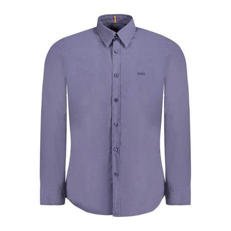 Hugo Boss Blue Cotton Men Shirt - Hilstor
