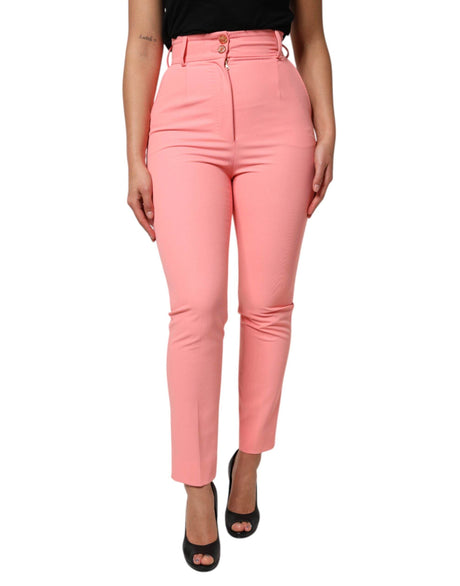 Dolce & Gabbana Pink High Waist Dress Tapered Pants - Hilstor