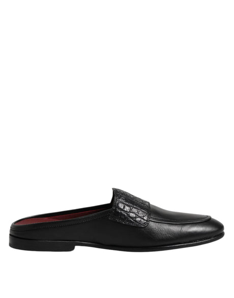 Dolce & Gabbana Black Calfskin Leather Slip On Loafers Shoes - Hilstor