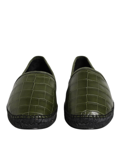 Dolce & Gabbana Green Exotic Leather Espadrilles Slip On Shoes - Hilstor