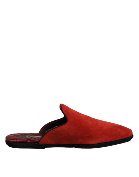 Dolce & Gabbana Orange Suede Slides Flat Slipper Shoes - Hilstor