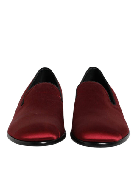 Dolce & Gabbana Red Velvet Slip On Loafers Formal Shoes - Hilstor