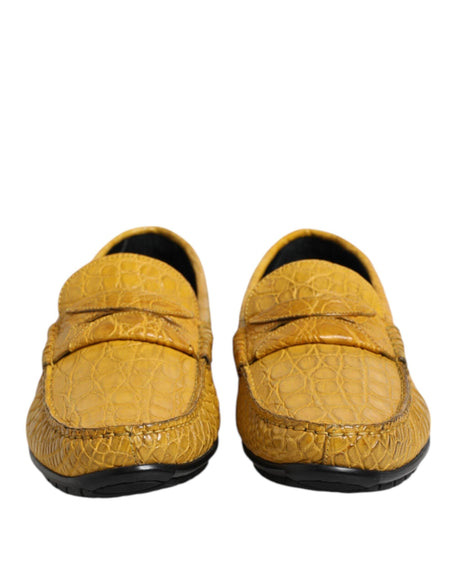 Dolce & Gabbana Yellow Exotic Leather Loafers Slip On Shoes - Hilstor