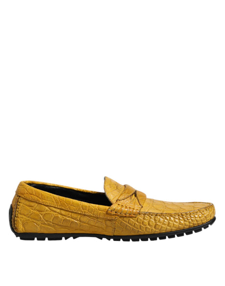 Dolce & Gabbana Yellow Exotic Leather Loafers Slip On Shoes - Hilstor