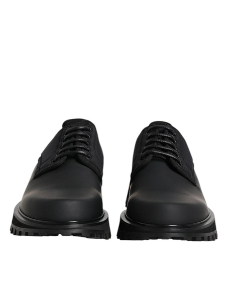 Dolce & Gabbana Black Leather Lace Up Trekking Dress Shoes - Hilstor