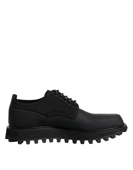 Dolce & Gabbana Black Leather Lace Up Trekking Dress Shoes - Hilstor