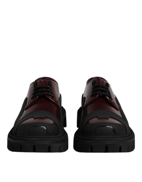 Dolce & Gabbana Red Leather Lace Up Trekking Dress Shoes - Hilstor