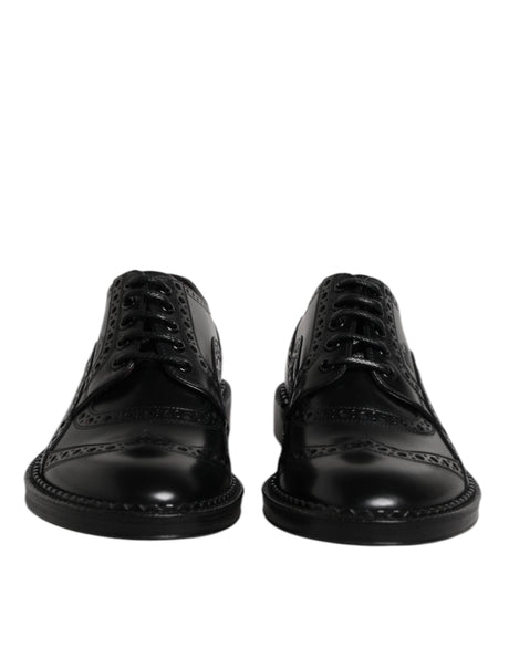 Dolce & Gabbana Black Calf Leather Derby Formal Dress Shoes - Hilstor