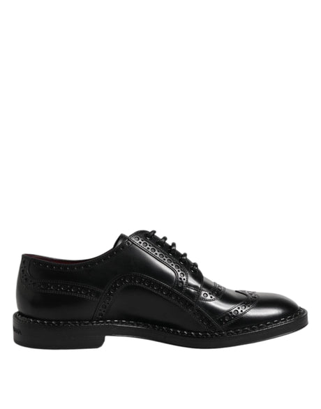Dolce & Gabbana Black Calf Leather Derby Formal Dress Shoes - Hilstor