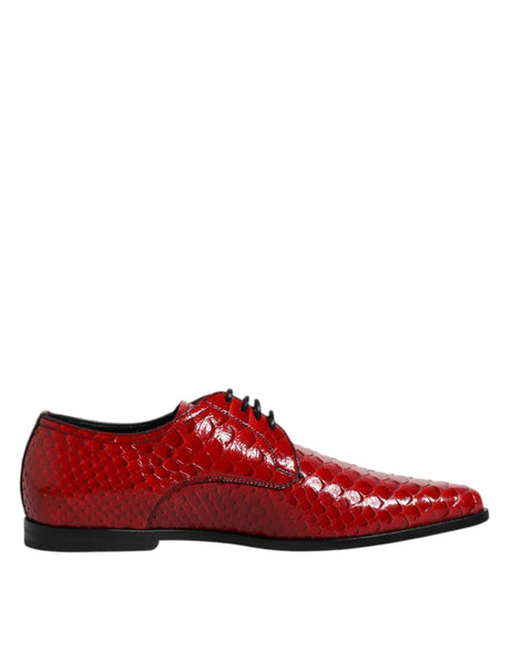 Dolce & Gabbana Red Exotic Leather Lace Up Dress Derby Shoes - Hilstor