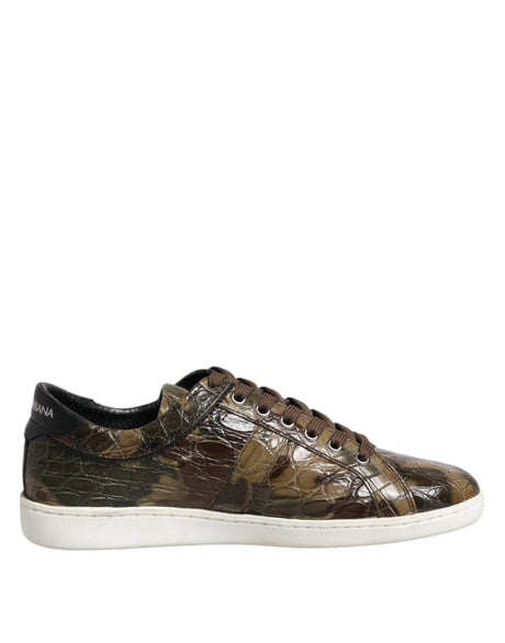 Dolce & Gabbana Brown Exotic Leather Low Top Sneakers Shoes - Hilstor