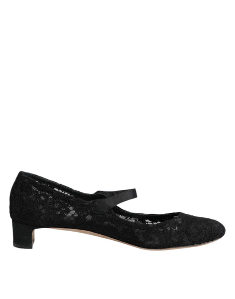 Dolce & Gabbana Black Vally Taormina Floral Lace Pumps Shoes - Hilstor