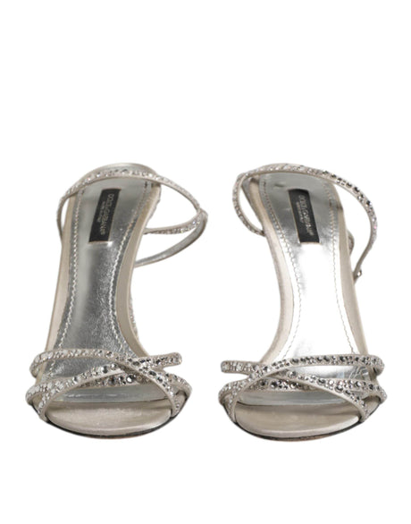 Dolce & Gabbana Silver Strass Ankle Strap KEIRA Sandals Shoes - Hilstor
