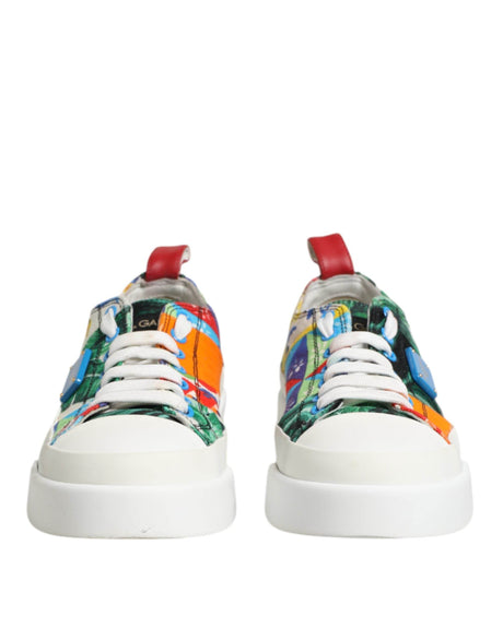 Dolce & Gabbana Multicolor Patchwork Low Top Sneakers Shoes - Hilstor