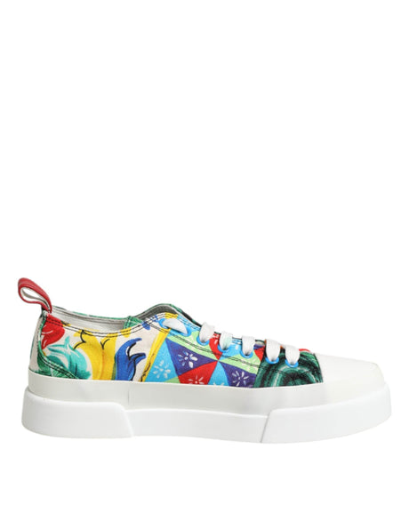 Dolce & Gabbana Multicolor Patchwork Low Top Sneakers Shoes - Hilstor