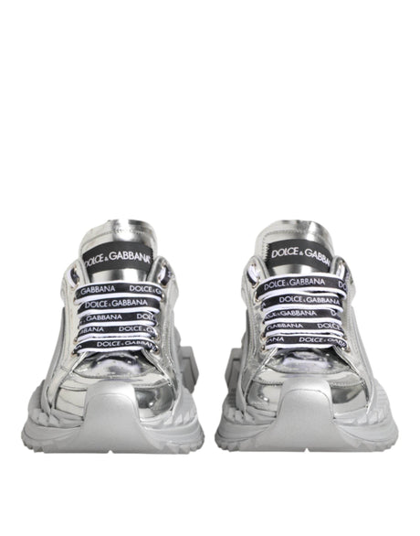 Dolce & Gabbana Silver Leather Super Queen Sneakers Shoes - Hilstor
