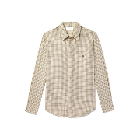 Celine Logo-Embroidered Checked Cotton Shirt - Hilstor